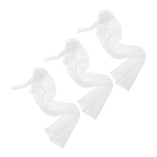 Kisangel 3 Stücke Teiliges Puppen-hochzeits Brautschleier aus Tüll und Spitze Vielseitige Miniatur-Kopfbedeckung für Puppen-hochzeitskleidung und Kreatives Rollenspiel von Kisangel