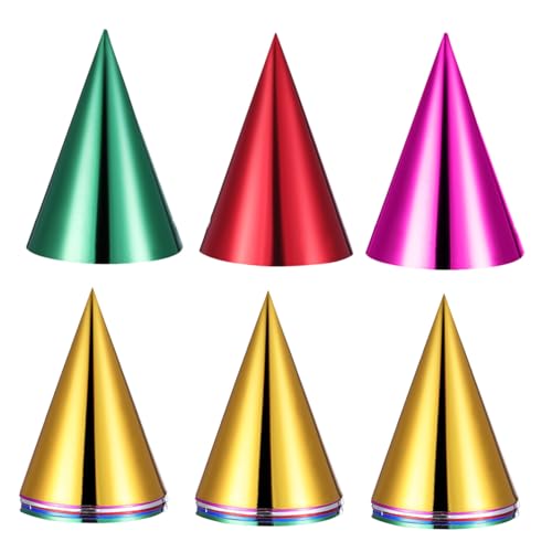 Kisangel 30 Stück Bunte Partyhüte Kegelförmige Geburtstagshüte Hochzeitspartyhüte Mehrfarbige Kegelhüte Silvester Kegelhüte Geburtstagspartyhüte Geburtstagskappen Für Metallische von Kisangel