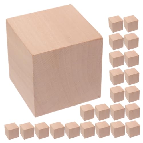 Kisangel 30 Stück Teiliges Holzbausteine für Große Unbehandelte Würfel zum Stapeln und Basteln Pädagogisches für Kreative Lernspiele und Eltern Junge Mädchen Aktivitäten von Kisangel
