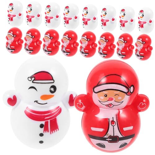 Kisangel 30 Stück Teiliges Mini Weihnachts Dekorationsset mit Wackelpuppen Santa Claus und Schneemann Stabile Tischdeko aus Langlebigem Kunststoff Micro von Kisangel