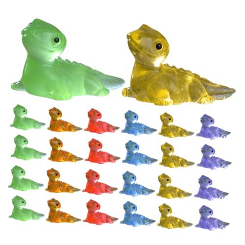 Kisangel 30 Stück Teiliges Miniatur Harz Eidechsen Leuchtende Bunte Resin Tierfiguren Dekorative Kleine Reptilien für Schreibtisch Mikro Landschaft Garten und DIY Bastelprojekte von Kisangel