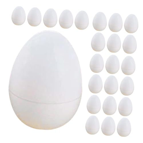 Kisangel 30 Stück Teiliges Weiße Aufklappbare Osterdeko Eier aus Robustem zum Bemalen und Basteln Wiederverwendbar für Frühlingsdeko Ostereier Befüllen Desktop Supply Dekorative Hühner von Kisangel