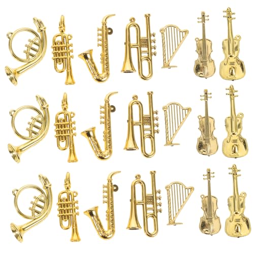 Kisangel 35 Stück Teiliges Mini-musikinstrumente-Set Violine Trompete Gitarre Detailgetreue Miniatur-Ornamente für Puppenhaus Weihnachtsbaumdekoration Pädagogisch von Kisangel