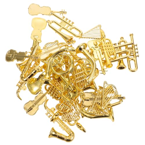 Kisangel 35 Stück Teiliges Mini-musikinstrumente Set für Puppenhausdekoration Detailreiche Kleine Ornaments mit Violine Gitarre Trompete Kompakt Tragbar für Weihnachtsbaum und Festliche von Kisangel