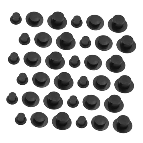 Kisangel 36 Stück Mini-Hut Hut für Puppen Schneemann-Zylinder zum Basteln Schneemann Bastelhüte Miniatur-Zylinder aus Kunststoff Mini-Zylinder für Bastelarbeiten Mini-Hüte Plastik Black von Kisangel