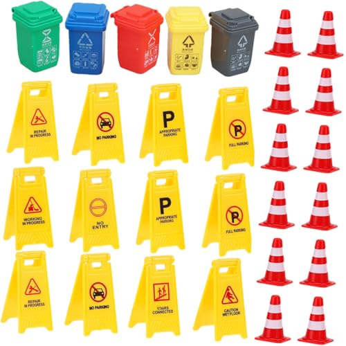 Kisangel 37 Stück Teiliges Verkehrszeichen spielset Verkehrskegeln und Absperrungen Pädagogisches Lernspielzeug für Ab Jahren zur Verkehrssicherheit und Kognitiven von Kisangel