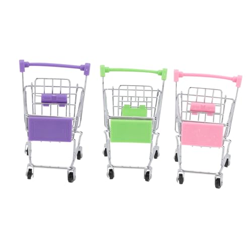 Kisangel 3Stücke Mini Einkaufswagen Teiliges Trolley Spielset Für Galvanisierung Grün Rollenspiele Schreibtisch Organizer von Kisangel