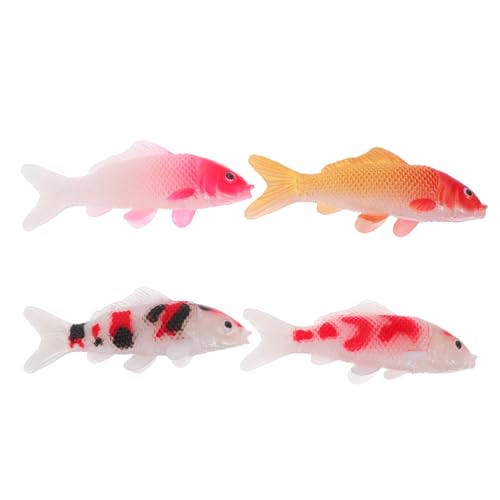 Kisangel 4 Miniatur-koi-fischfiguren, Winzige Karpfen, Realistische Künstliche Goldfischmodelle Für Feengarten, Aquarium, DIY-basteln, Puppenhaus, Mikro-landschaftsbau-zubehör von Kisangel