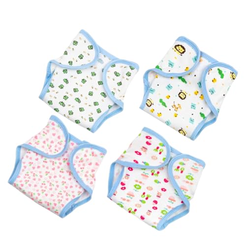 Kisangel 4 STÜCKE Teiliges Wiederverwendbare Puppenwindeln aus Weichem Material Verstellbar Realistische Puppenwindeln mit Bunten Mustern für Fantasievolles Puppenspiel von Kisangel