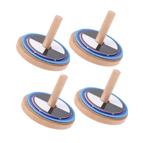 Kisangel 4 Sätze Bunte Holz für Handliches Gyroskop zur Druckentlastung Fördert Hand Auge Koordination Leichtes Outdoor und Indoor Lernspielzeug von Kisangel