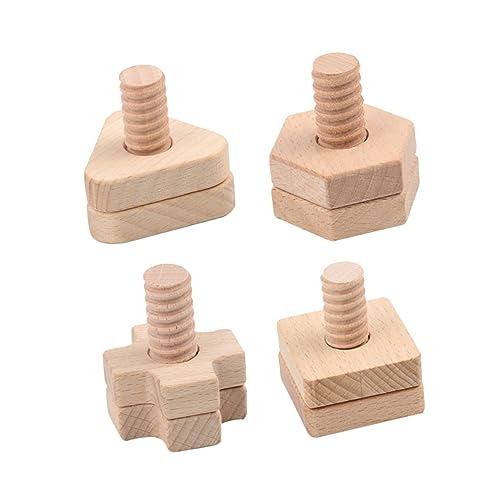 Kisangel 4 Sätze Geometrische Holzspielzeuge für Teiliges Muttern für Kognitive Entwicklung Fördert Kreativität und Hand Augen Koordination für Kleinkinder und Vorschulkinder von Kisangel
