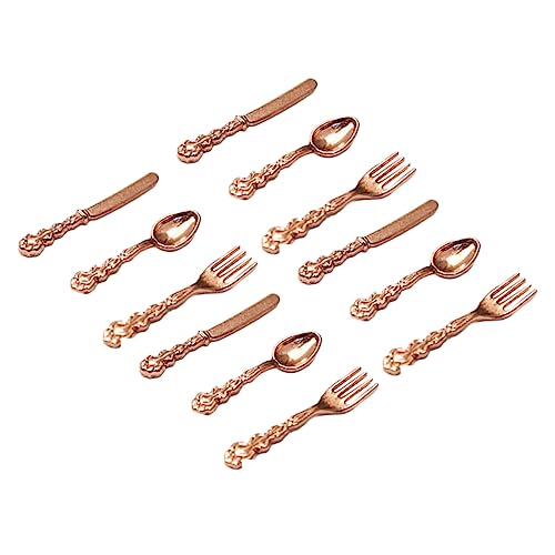 Kisangel 4 Sätze Mini-Western-Geschirr für kinderspielzeug spielzeuge tischdeko esstisch Mini-Geschirrdekoration Mini-Puppenhaus-Geschirr Legierung Rose Gold von Kisangel