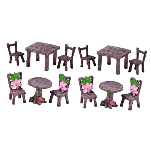 Kisangel 4 Sätze Miniatur Gartenmöbel Set aus Resin Teiliges Mikro Landschafts Deko Set mit Tisch und Stuhl Realistische Miniatur Tisch Stuhl Kombination für Moos Sukkulenten und von Kisangel