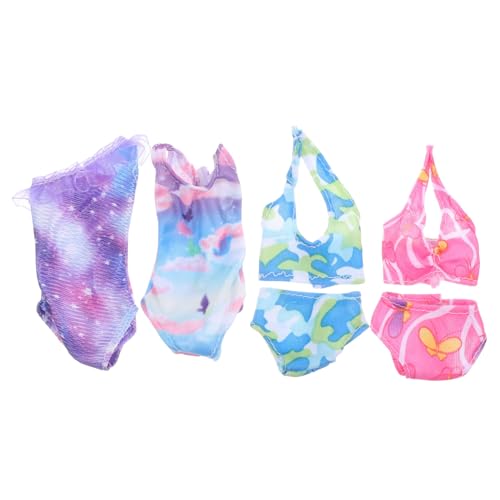 Kisangel 4 Satz Puppenkleidung Mädchen Badeanzug Zubehör Bikinis Wiedergeborene Puppe Miniatur-Badeanzug-Outfit-dekore Für Puppen Dekorative Puppenkleidung Puppe Foto-Requisite Stoff von Kisangel