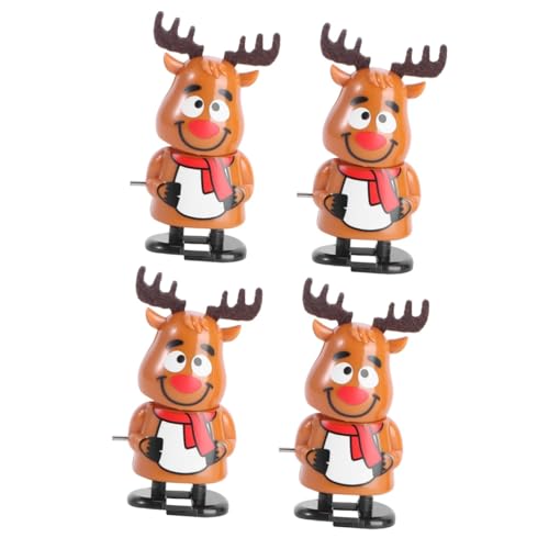 Kisangel 4 Stck Weihnachts Aufziehspielzeug Elch mit Bewegung Bunte Halstücher Wind Up Modell für Partygeschenke und Dekoration zu Weihnachten und Neujahr Zufällige Farbe Zufällige Farbe von Kisangel
