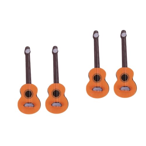 Kisangel 4 Stck. Teiliges Miniatur Gitarrenmodell aus Holz Realistische Gitarrendekoration für Puppenhaus für DIY Projekte und Mini Haus Dekoration von Kisangel