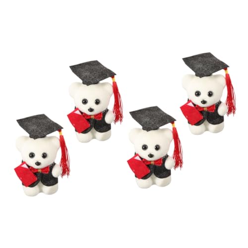 Kisangel 4 Stück Abschlussbärengeschenk Dekoration Schlafzimmer Bedroom Decoration plushbit Schlafzimmer Dekoration Stuffed Soft Toys weiche, Flauschige Puppe Abschlussparty Plüsch von Kisangel