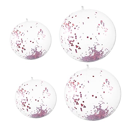 Kisangel 4 Stück Aufblasbarer Strandball Transparente Bade Spielzeuge mit Bunten Pailletten für Strandausflüge und Familienaktivitäten von Kisangel