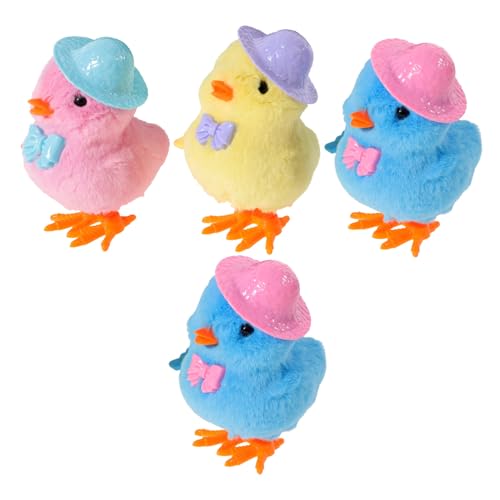Kisangel 4 Stück Aufziehspielzeug Küken Plüsch Hüpfen Huhn Spielzeuge für Party Mitgebsel oder Ostergeschenk Fördert Aktives und Freude von Kisangel