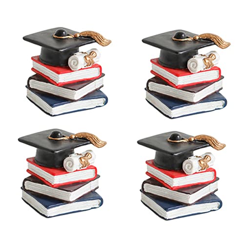 Kisangel 4 Stück Buchschmuck Aus Harz Party Hochzeit Dekorationen Abschlussfeier Ornament Geburtstag Kuchen Dekorativer Topper Dekoration Der Abschlusstorte Papier Du Planke Mini Black von Kisangel