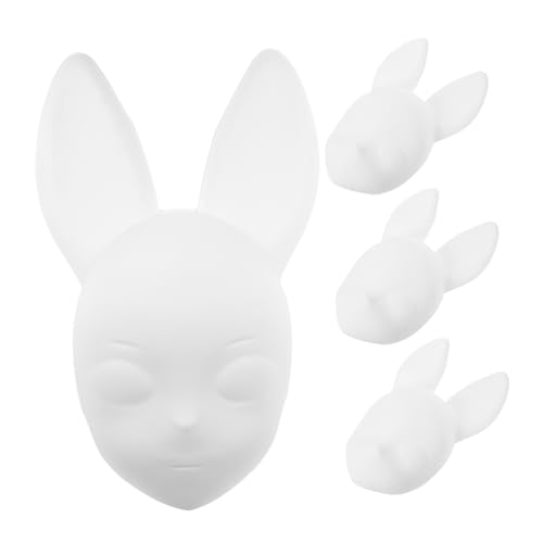 Kisangel 4 Stück DIY Blanko Maske Kaninchen Gesicht Unbemalt Matte Oberfläche Cosplay Faschingsmasken zum Bemalen für Karneval Halloween Kostüm Party Erwachsene von Kisangel