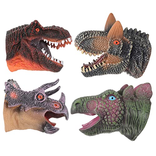 Kisangel 4 Stück Dinosaurier-Handpuppe Handpuppe Puppen mit beweglichem Mund Tierpuppen Puppen für Kleinkinder Geschichte sprechende Handpuppe Marionette Handpuppen Vinyl von Kisangel