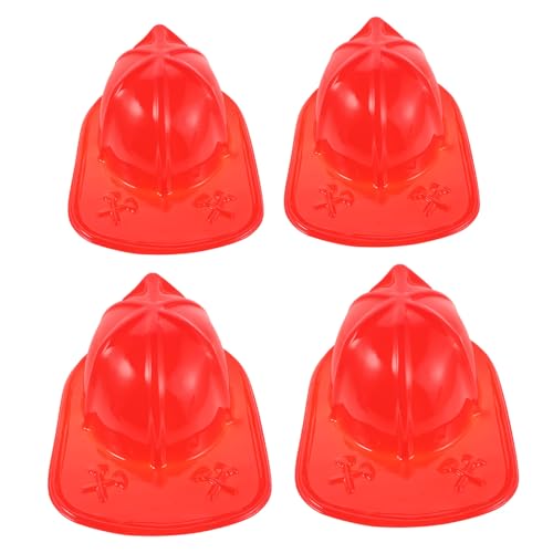 Kisangel 4 Stück Feuerwehrhelm aus Robustem Kunststoff Leichtes Halloween Kostüm Zubehör Auffälliges Design für Feuerwehr-roleplay Schulaufführungen und Themenpartys von Kisangel