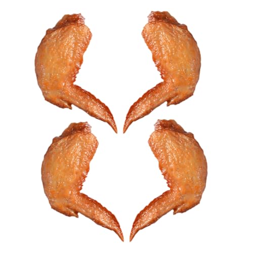 Kisangel 4 Stück Geröstete Hühnerflügelornamente falsches Essen Plastiknahrungsmittelspielzeug für kreatives Food-Modell Lebensmittel-Display-Modell PVC Orange von Kisangel