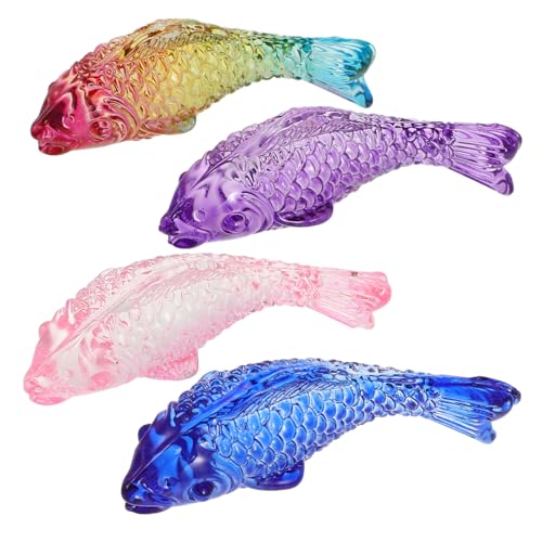 Kisangel 4 Stück Glasfisch Ornament Heimdekoration Aquarium Dekoration Fischfigur Fischdekoration Haushaltsfischdekoration Realistische Fischdekoration Kleine von Kisangel