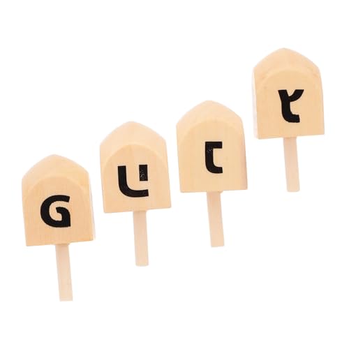 Kisangel 4 Stück Hanukkah Holz Dreidel Bemalbar Robustes Holzspielzeug Kreative Bastelsets für Traditionelle Chanukka Dekoration Partygeschenke von Kisangel