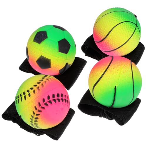 Kisangel 4 Stück Hüpfball Kinderspielzeug Handgelenkbälle Erwachsene Quetschsport Squishy Baseball Handgelenk Rückholball Baseball Partygeschenke Elastischer Ball Baseball von Kisangel