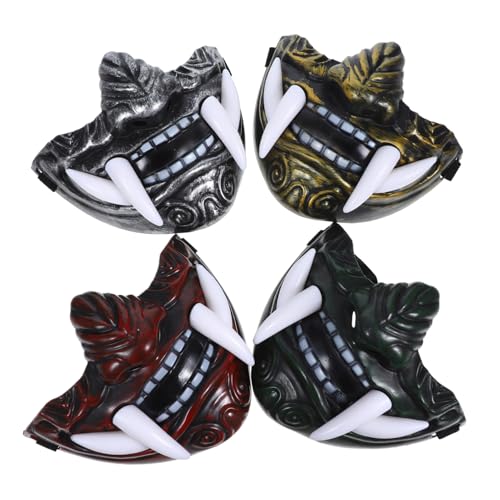 Kisangel 4 Stück Japanische Cosplay Masken Bunte Tush Masken für Halloween Bühnenaufführungen und Kostümpartys Robuste und Detailreiche Maskerade Requisiten Gold Grün Rot und Silber von Kisangel