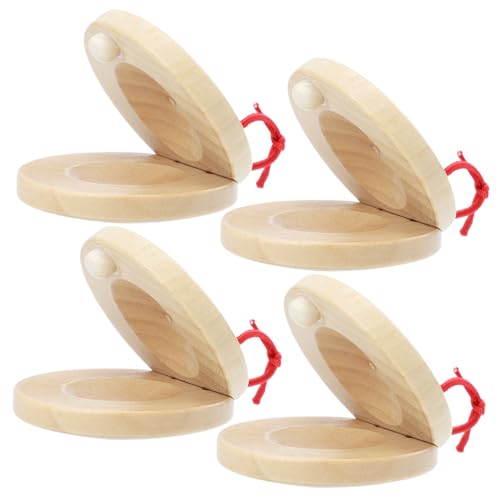 Kisangel 4 Stück Kastagnetten Holz Percussion Musikinstrumente für Musikpädagogik Kleines Orff Instrument Einfach zu Fördert Rhythmusgefühl und Hörvermögen bei Vorschulkindern von Kisangel