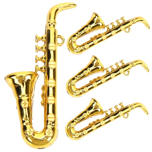 Kisangel 4 Stück Kind Mini-Instrumente Mini-Musikinstrumente Musikalisches Miniaturinstrument Simulation Saxophon simuliertes Musikinstrumentenmodell Miniatur-Saxophon- Plastik Golden von Kisangel