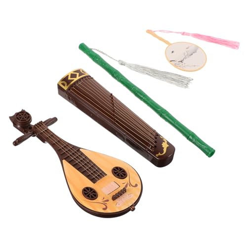 Kisangel 4stücke Teiliges Miniatur Alte Requisiten Für Puppen Antike Musikinstrumente Zither Guqin Flöte Fächer Zufällige Farben Für Puppenhäuser Und Fotodekoration von Kisangel