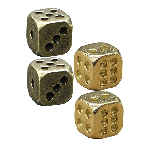 Kisangel 4 Stück Messingwürfel Dekorative Würfel für Partys und Spiele Robuste Brass Dice Vintage Design für Bars und Nachtclubs Farben Zufällig Zufällige Farbe von Kisangel