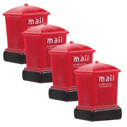 Kisangel 4 Stück Micro Landscape -e -Mail Mini-briefkasten Miniatur-briefkasten Miniatursachen Winzige Briefkastendekoration Lustige Gartendeko Kleines Hauszubehör Gartendekor Rot Harz von Kisangel