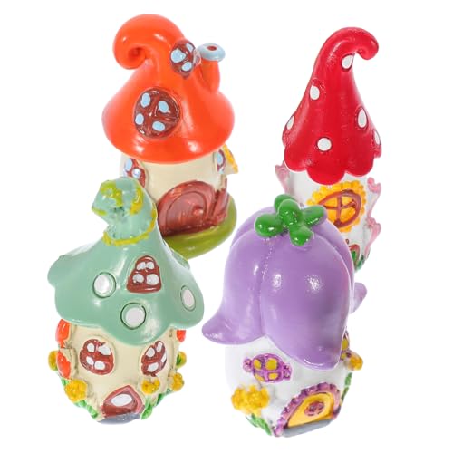 Kisangel 4 Stück Mikro-Landschaftsdekoration Fee Fälschung Ornamente Anlage Zwerge Figuren wohnaccessoires House Decoration bastelset Hausverzierung aus Harz entzückende Mini-Hausdekoration von Kisangel
