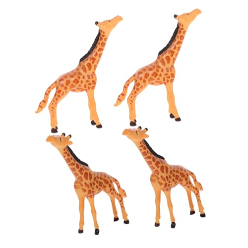 Kisangel 4 Stück Mikrolandschaft Giraffe Terrarium zubehör kleine Giraffenfigur Miniatur-Tier-Ornament kleine Tierfigur Puppenhaus-Giraffe Mini-Tiermodell Harz Orange von Kisangel