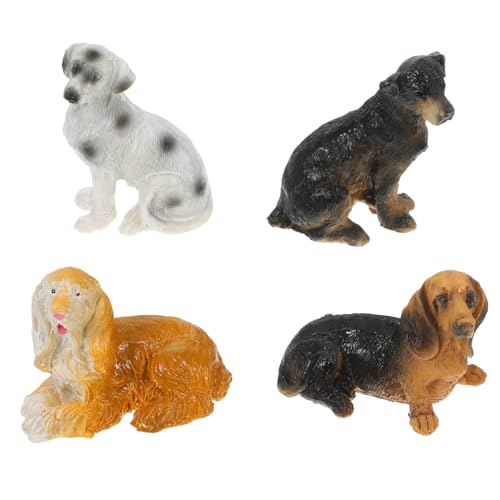 Kisangel 4 Stück Mikrolandschafts-welpen- Mini-tierfiguren Kleine Welpenfiguren Spielzeugfiguren Mini -tierfiguren Kleine Tierfiguren Hundefiguren Zur Dekoration Harz von Kisangel