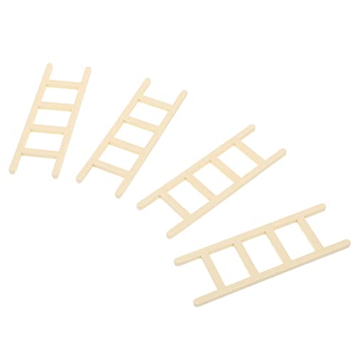 Kisangel 4 Stück Mini Holzleiter Dekorations und Fotorequisiten für Puppenhaus und Miniaturgärten für Kreative Bastelprojekte und DIY Dekorationen von Kisangel