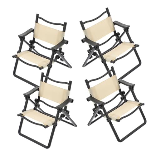 Kisangel 4 Stücke Mini Strand Stuhl Stabilen Rahmen Simulierte Strand Stil Miniatur Für Puppe von Kisangel
