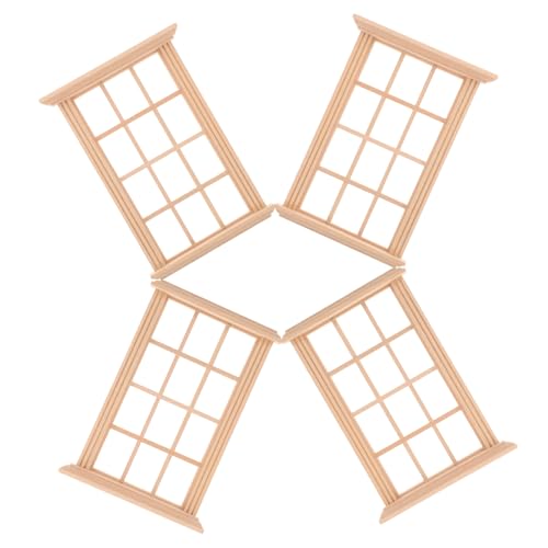 Kisangel 4 Stück Miniatur Fensterrahmen Teiliges für Puppenhaus Dekoration für DIY Mini Häuser und Robust und Kinderfreundlich von Kisangel