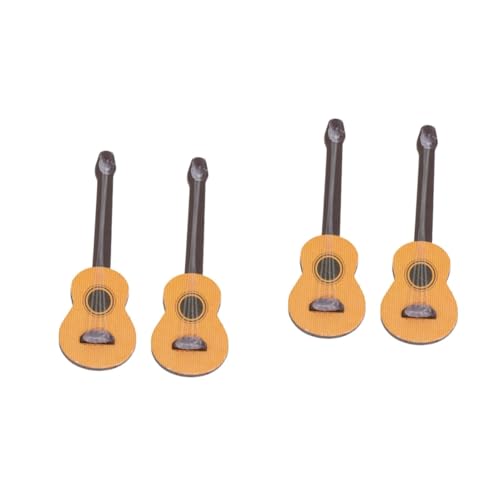 Kisangel 4 Stück Miniatur Gitarre Teiliges aus Holz Realistisches Gitarrenmodell als Puppenhaus Dekoration Detailreiches Accessoire für Schreibtisch und Langlebig und Formstabil von Kisangel