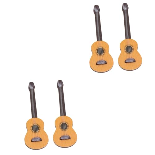 Kisangel 4 Stück Miniatur Gitarren aus Holz Dekorative Accessoires für Puppenhaus und Miniatur Szenen als Tischornament und für Musikliebhaber von Kisangel