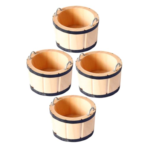 Kisangel 4 Stück Miniatur Holz Eimer Teilig Puppenhaus Deko aus Holz Vielseitiges Miniatur Zubehör für Puppenhäuser Fotorequisiten und Mini Garten Langlebige Handwerkskunst von Kisangel