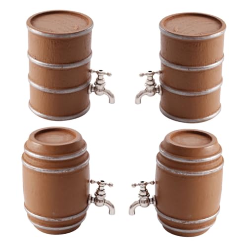 Kisangel 4 Stück Miniatur Holz Weinfass Modell Teilig Detailgetreu Kompakt und Tragbar Puppenhaus Zubehör für Feengarten Fotorequisite und Mikro Landschaft Dekoration Oktoberfest von Kisangel
