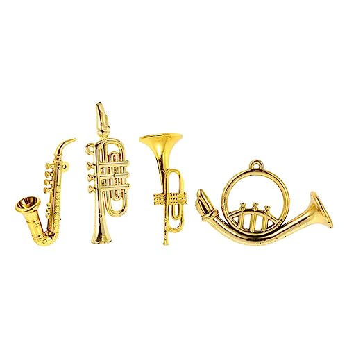 Kisangel 4 Stück Miniatur Musikinstrumente Teilig Puppenhaus Dekoration für Saxophon Trompete und Blasinstrumenten für Miniaturzimmer und Spielzeughäuser von Kisangel