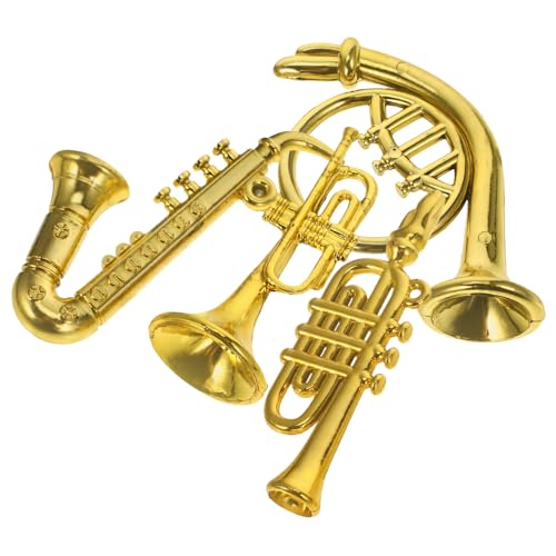 Kisangel 4 Stück Miniatur Musikinstrumente Teiliges Saxophon Trompete Flöte und Gitarre für Puppenhaus Deko Hochwertige Sammlerstücke für Kreative Projekte und Kinderzimmergestaltung von Kisangel