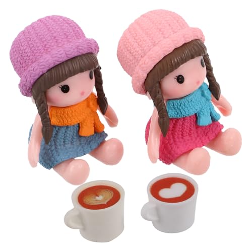 Kisangel 4 Stück Miniatur-Puppenornamente Puppen Set Puppen Realistische Miniaturen Puppenhaus Figuren Kawaii Puppen deko kaffeemaschine Kleinkind puppenhaus Wohnzimmer möbel Harz von Kisangel